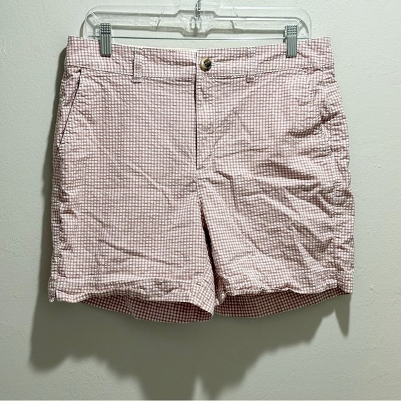 OLD NAVY Women’s Pink Check Seersucker EVERY DAY SHORT High Rise 5” Inseam Sz 10 - Picture 1 of 6